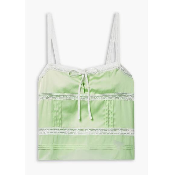 LoveShackFancy Tops - Sunny lace-trimmed pintucked satin and chiffon camisole